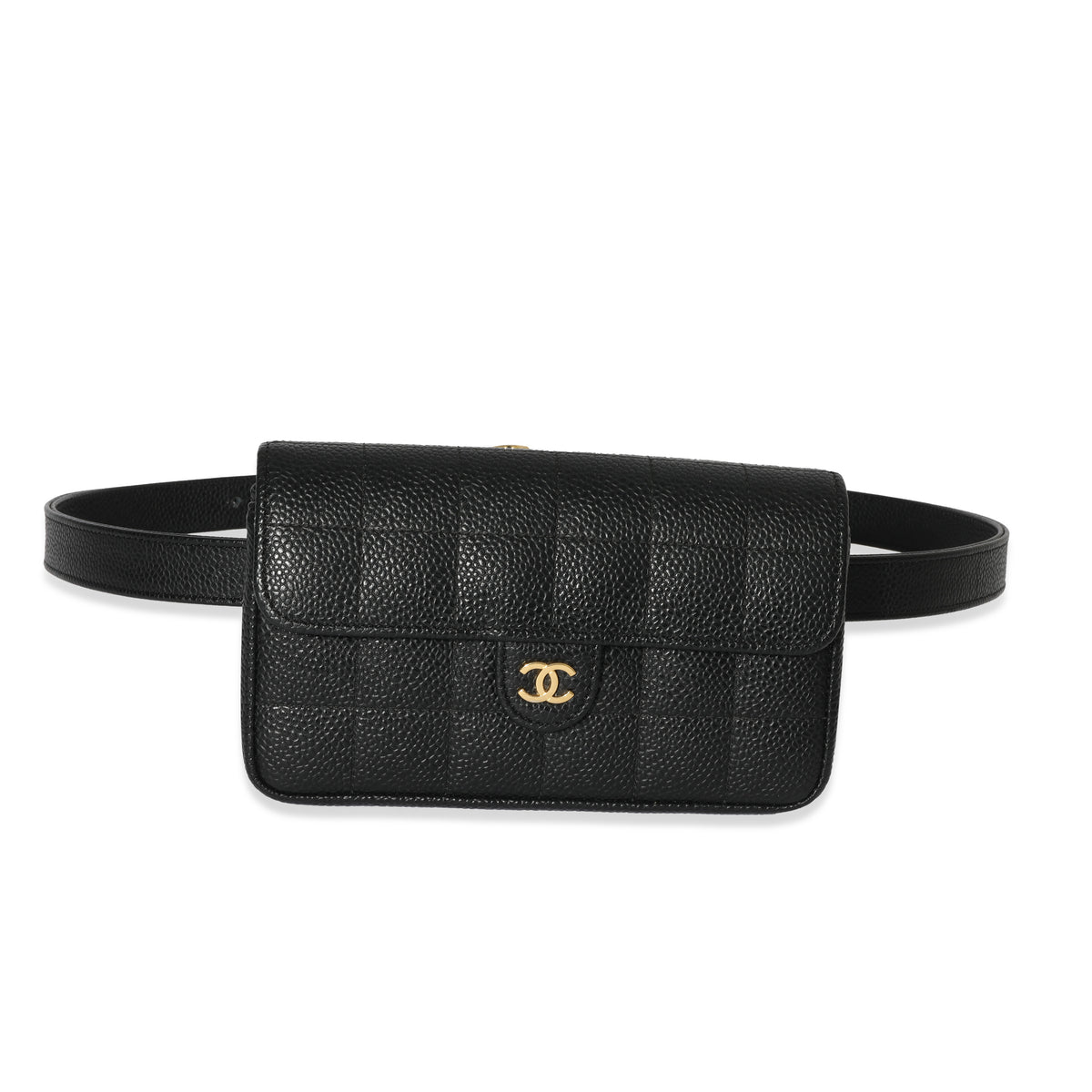 Chanel Vintage CC Square Stitch Caviar Belt Bag 90