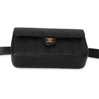 Chanel Vintage CC Square Stitch Caviar Belt Bag 90