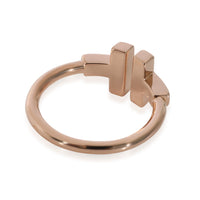 Tiffany T Wire Ring with Diamonds and Mother of Pearl in 18k Rose Gold 0.07 CTW