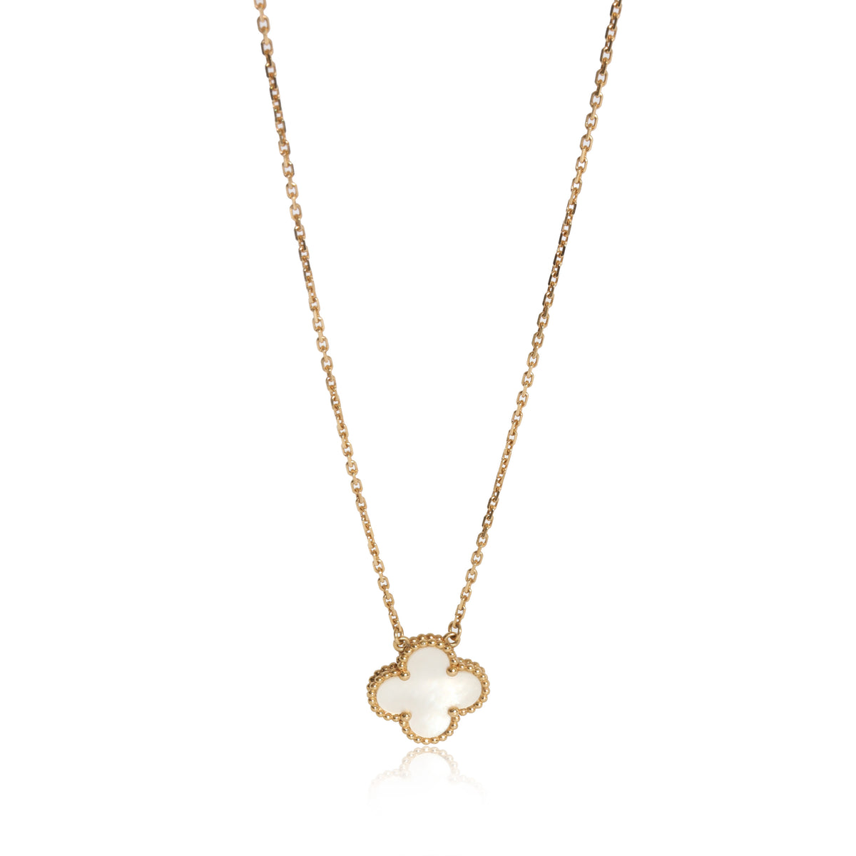 14KT GOLD MOTHER OF PEARL LARGE CLOVER NECKLACE – Jewels by Joanne