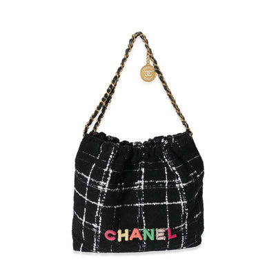 Chanel Black & Multicolor Tweed 22 Bag