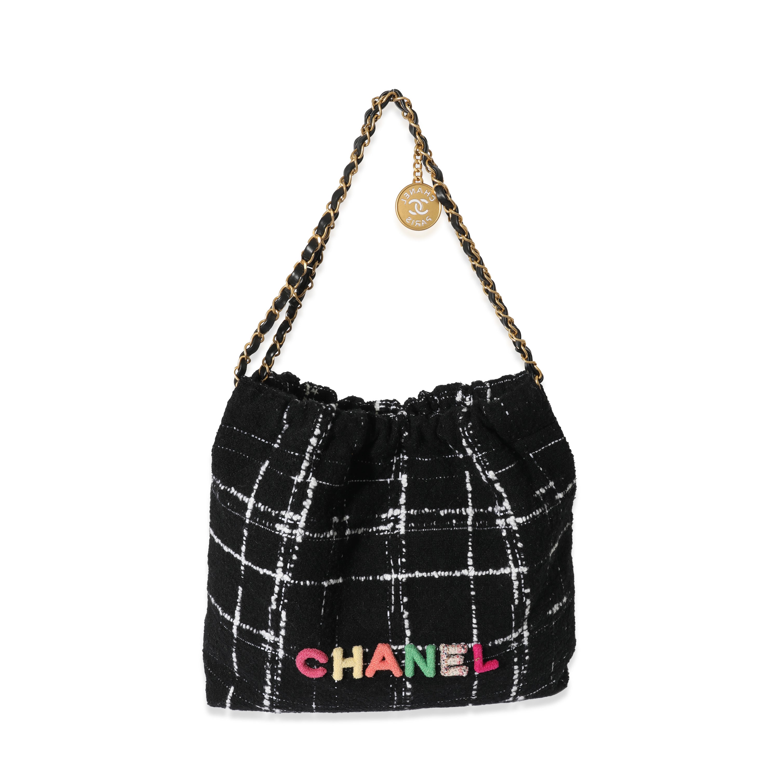 CHANEL Wool Tweed Quilted Chanel 22 Black Multicolor 1182479