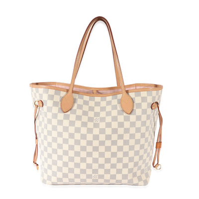 Louis Vuitton Rose Ballerine Damier Azur Canvas Neverfull MM