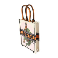 Christian Dior White and Multicolor Embroidery Vertical Book Tote