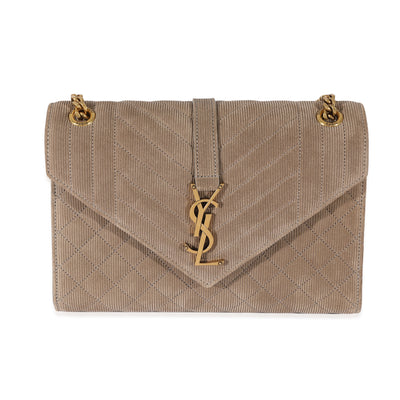 Saint Laurent Beige Corduroy In The Mix Envelope Chain Bag