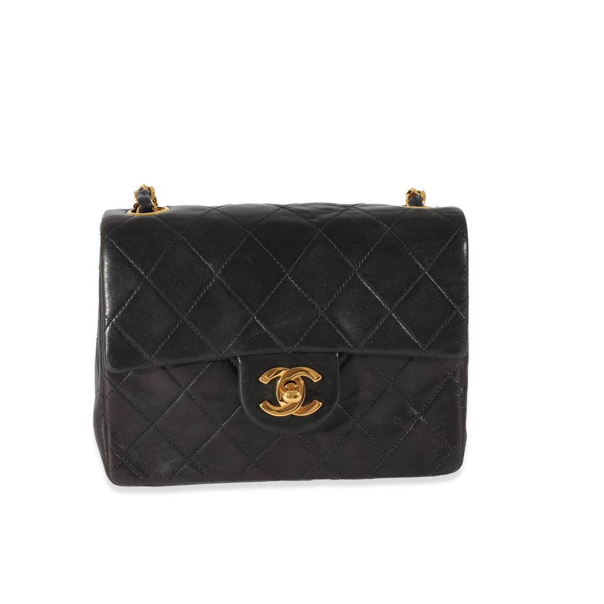 Chanel Vintage Mini Square Flap Bag in Black Lambskin with 24K Gold  Hardware - SOLD