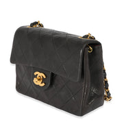 Chanel Vintage Black Lambskin 24K Mini Flap Bag