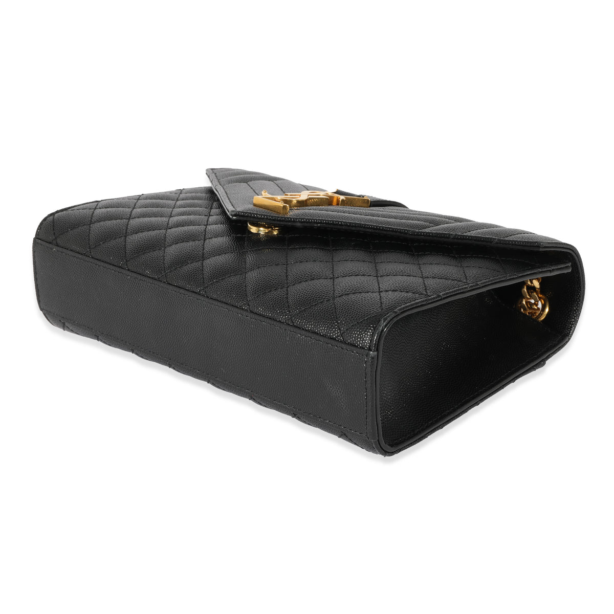 Saint Laurent Black Grain De Poudre Medium Envelope In Mix Flap Bag