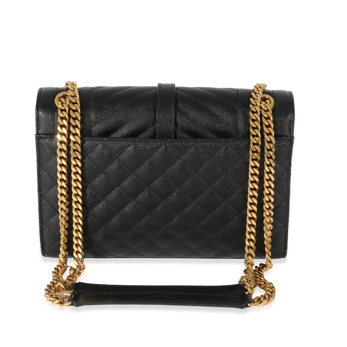 Saint Laurent Black Grain De Poudre Medium Envelope In Mix Flap Bag