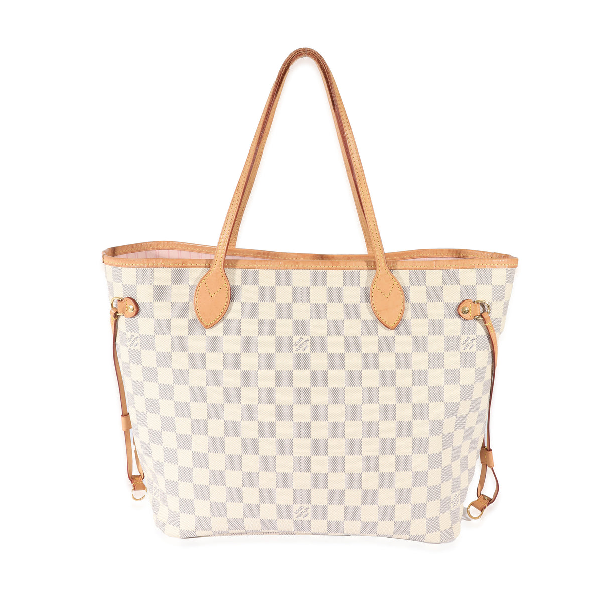 Louis Vuitton Azur Neverfull MM and Pouch set with Rose Ballerine