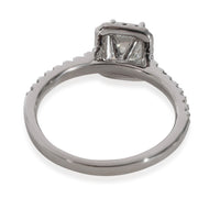 Leo Diamond Emerald Halo Engagement Ring in 14k White Gold H SI2 1.00 CTW