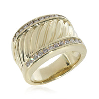 David Yurman Cigar Band with Diamonds in 18k Yellow Gold 0.48 CTW