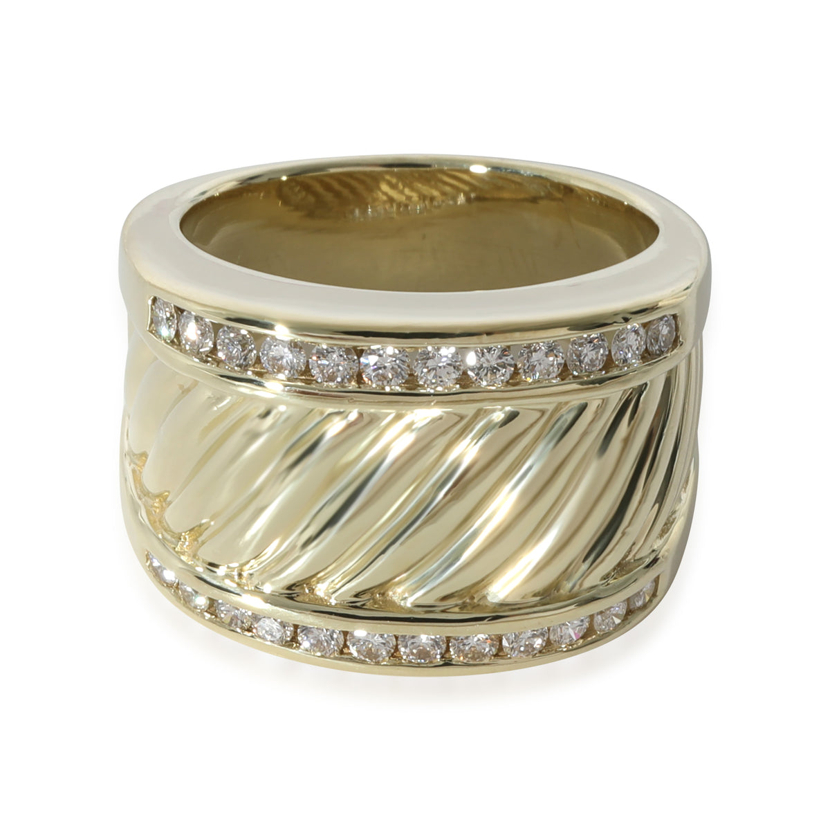 David Yurman Cigar Band with Diamonds in 18k Yellow Gold 0.48 CTW