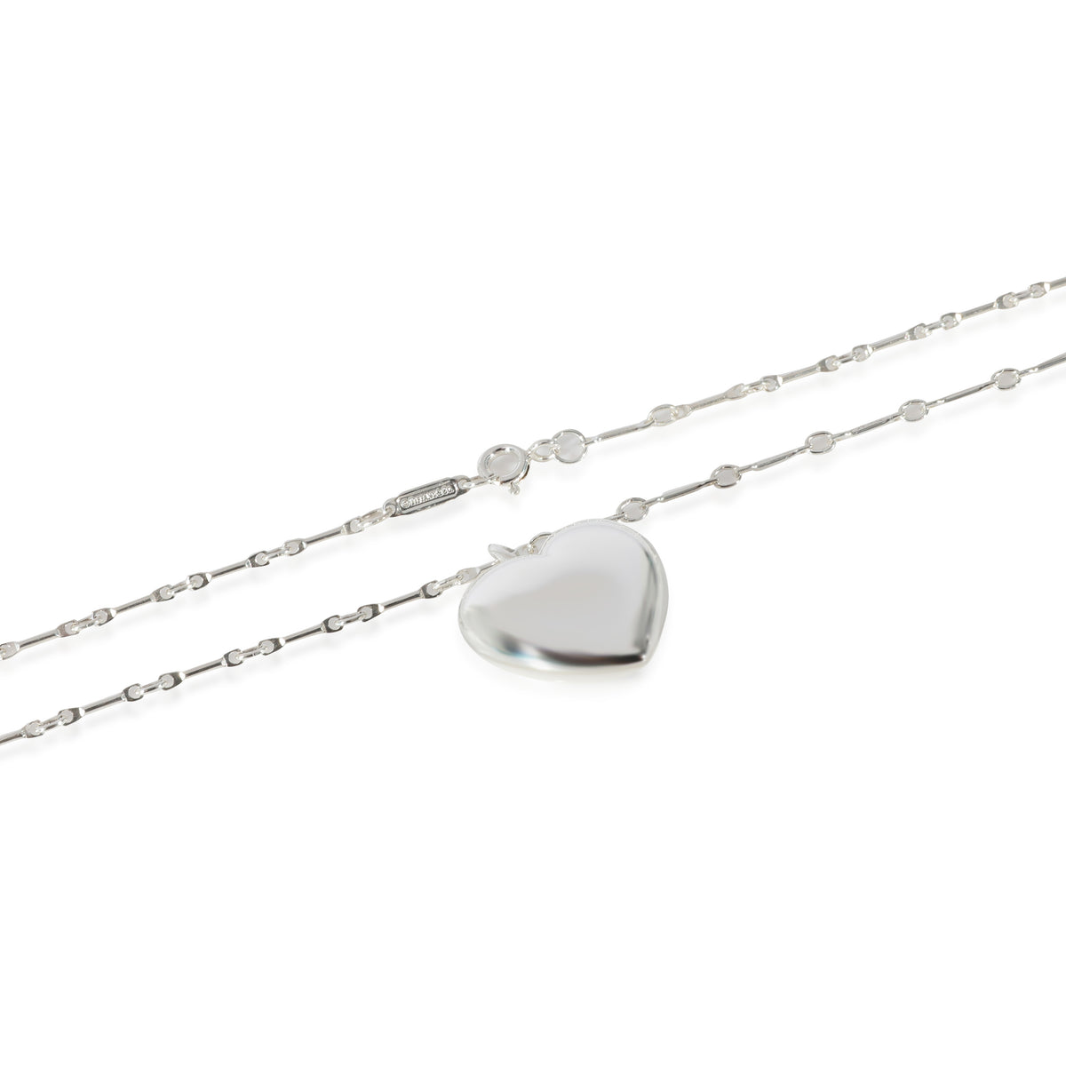 Tiffany & Co. Puff Heart Pendant in  Sterling Silver on Link Chain