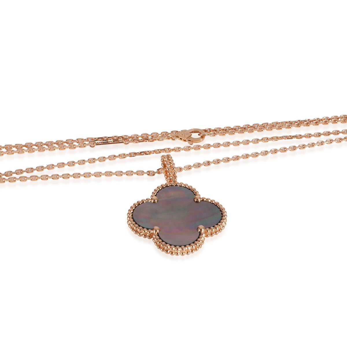 Magic Alhambra long necklace, 1 motif 18K rose gold, Mother-of-pearl - Van  Cleef & Arpels