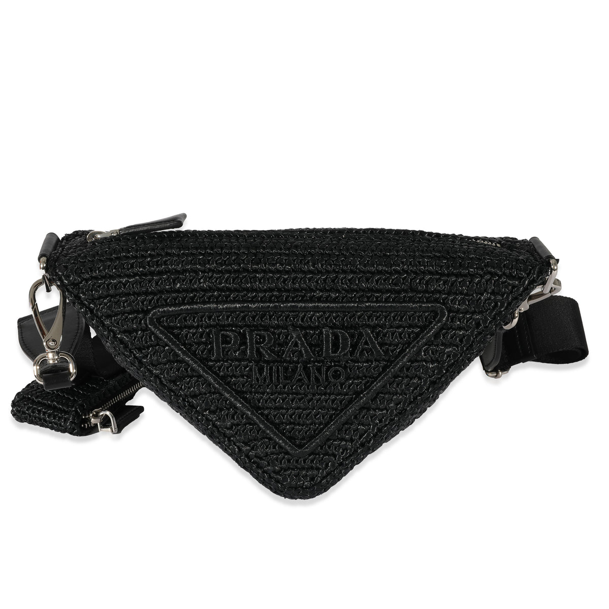 Prada Raffia Black Triangle Bag