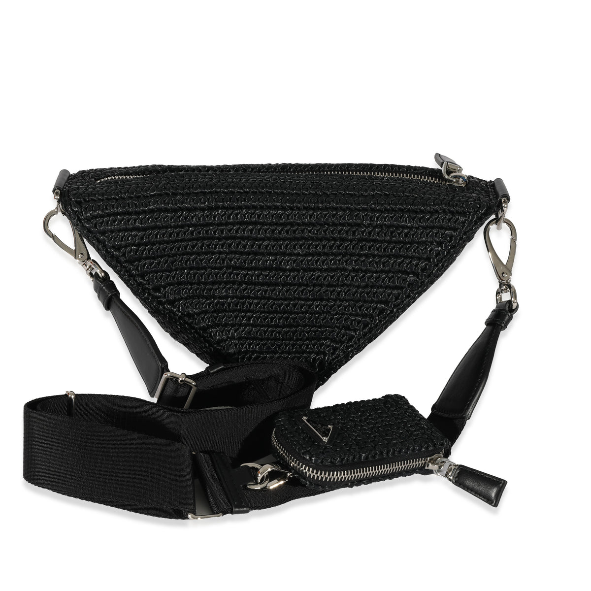 Prada Raffia Black Triangle Bag