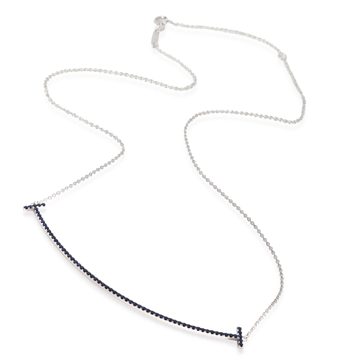 Tiffany & Co. Tiffany T Blue Sapphire Necklace in 18k White Gold