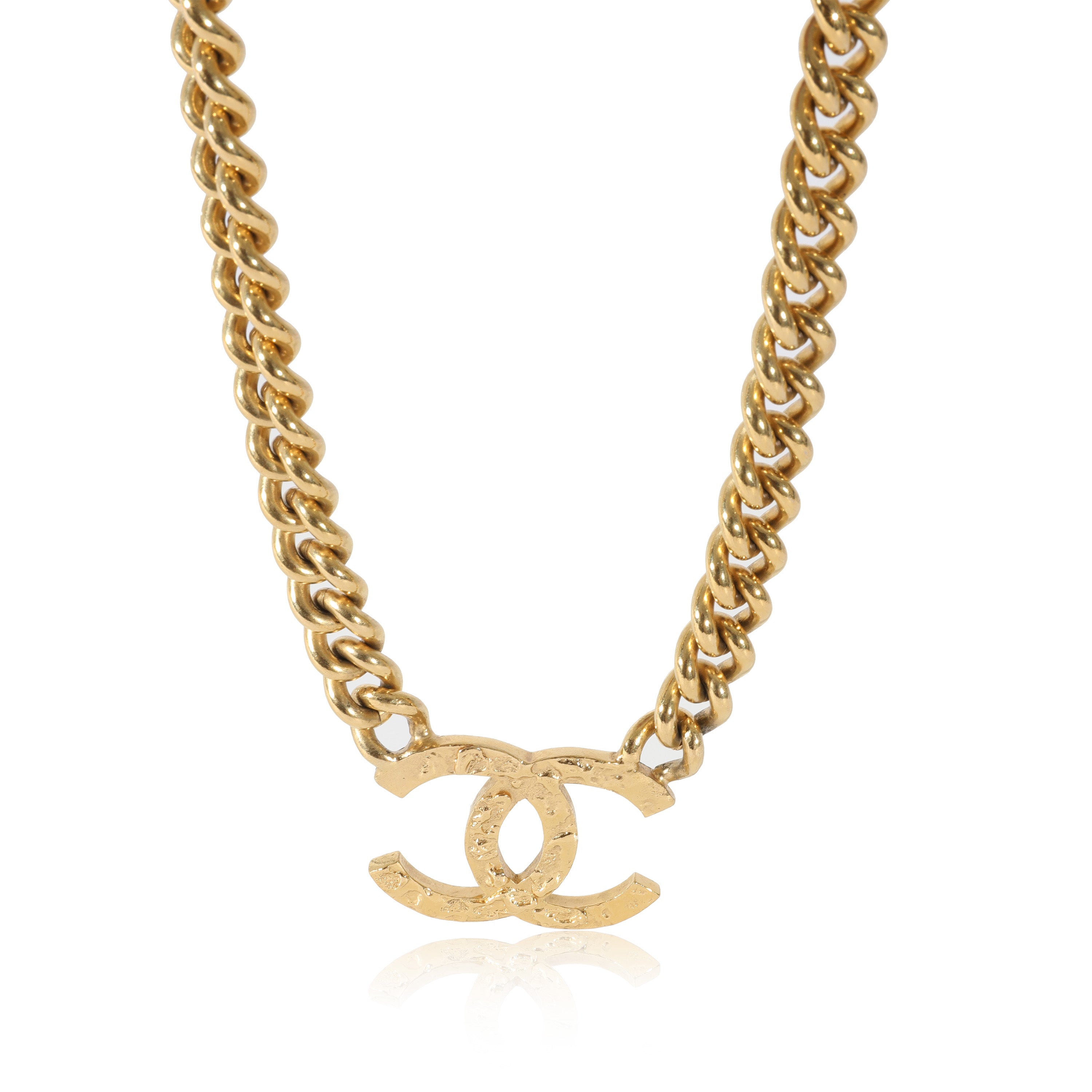 CHANEL CC TURNLOCK GOLD THICK CHAIN CHOKER NECKLACE