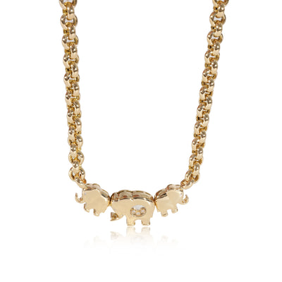 Chopard Happy Diamond Elephant Necklace in 18k Yellow Gold 0.18 CTW