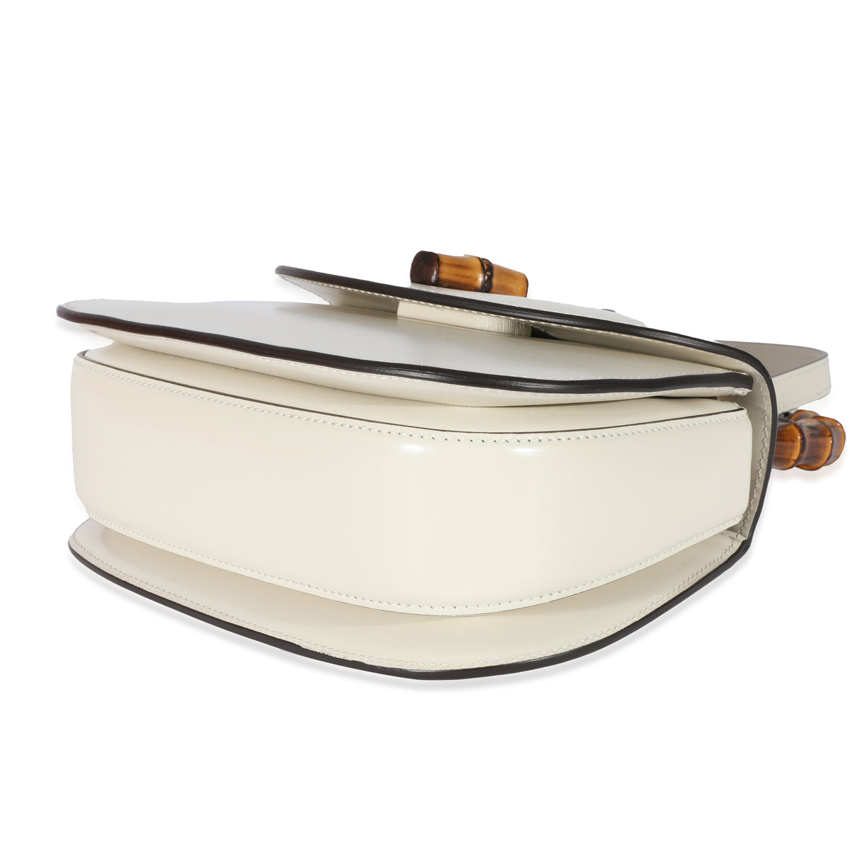 Gucci White Leather Small 1947 Bamboo Top Handle