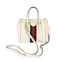 Gucci White Leather Small Ophidia Web Top Handle Tote