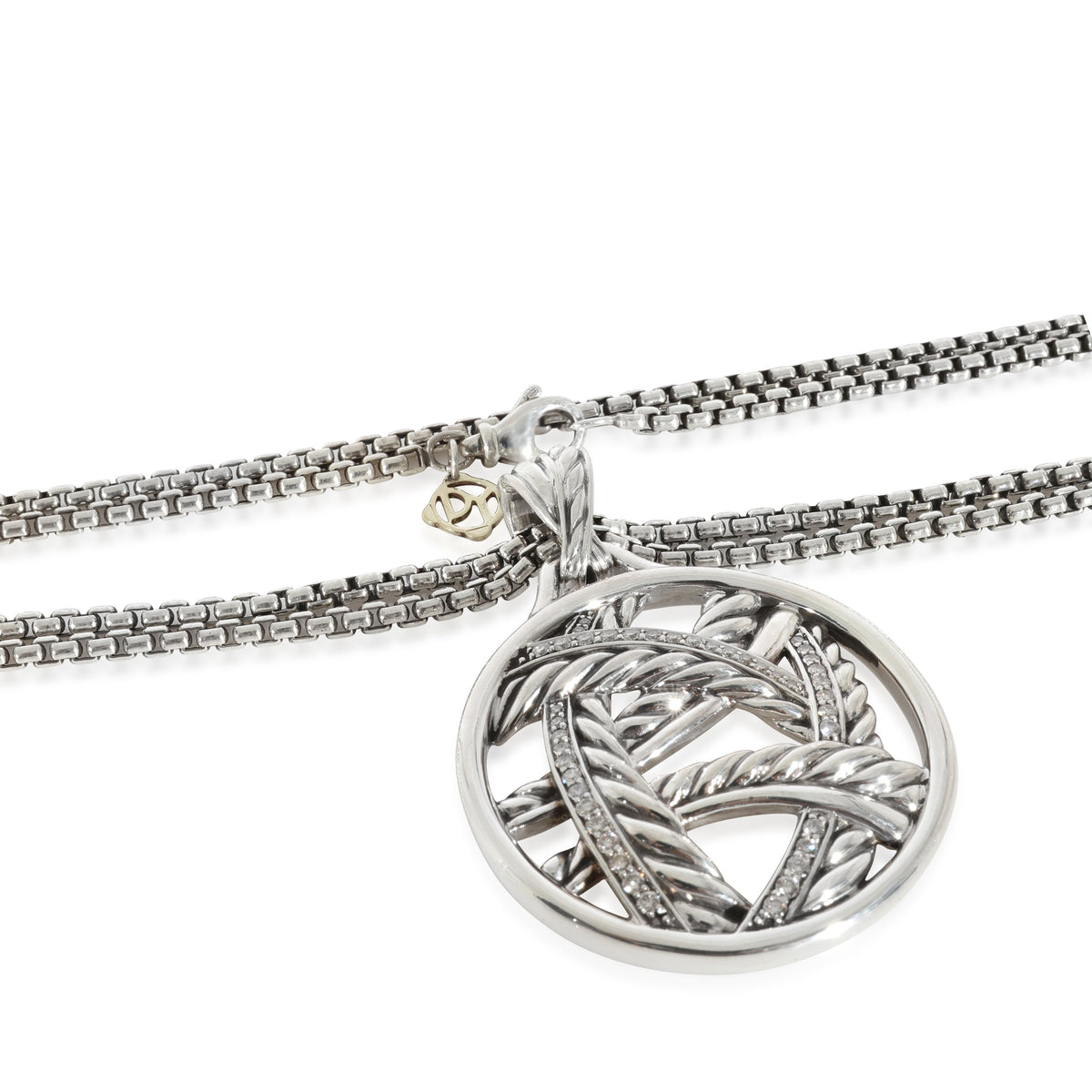 David Yurman Papyrus Diamond Enhancer on a Box Chain in Sterling Silver 0.61 CTW