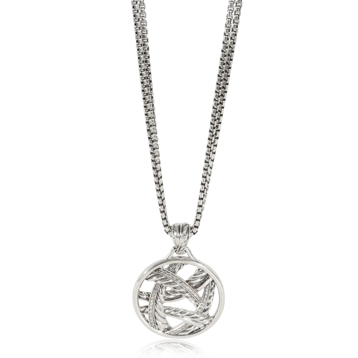 David Yurman Papyrus Diamond Enhancer on a Box Chain in Sterling Silver 0.61 CTW