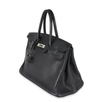 Hermes Bleu Indigo Clemence Birkin 35 PHW