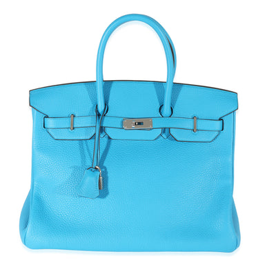 Hermes Blue Zanzibar Clemence Birkin 35 PHW