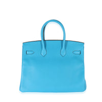 Hermes Blue Zanzibar Clemence Birkin 35 PHW