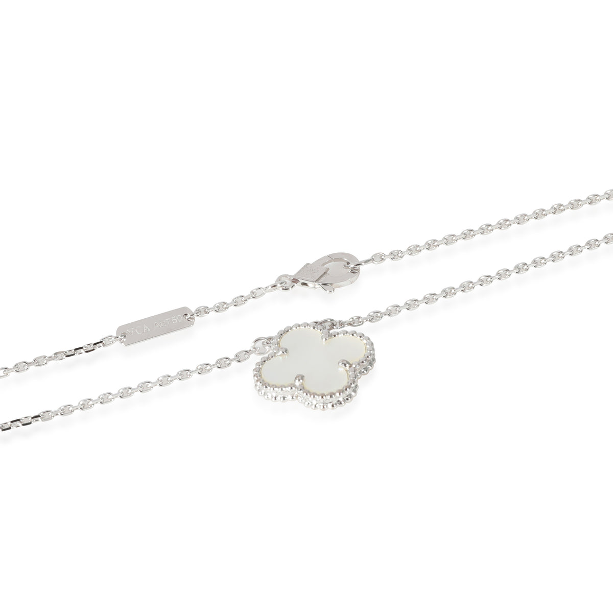 Van Cleef & Arpels Alhambra Mother Of Pearl Necklace in 18k White Gold