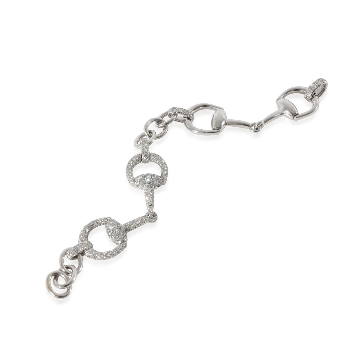 Gucci Diamond Horsebit Bracelet in 18k White Gold 2.33 CTW