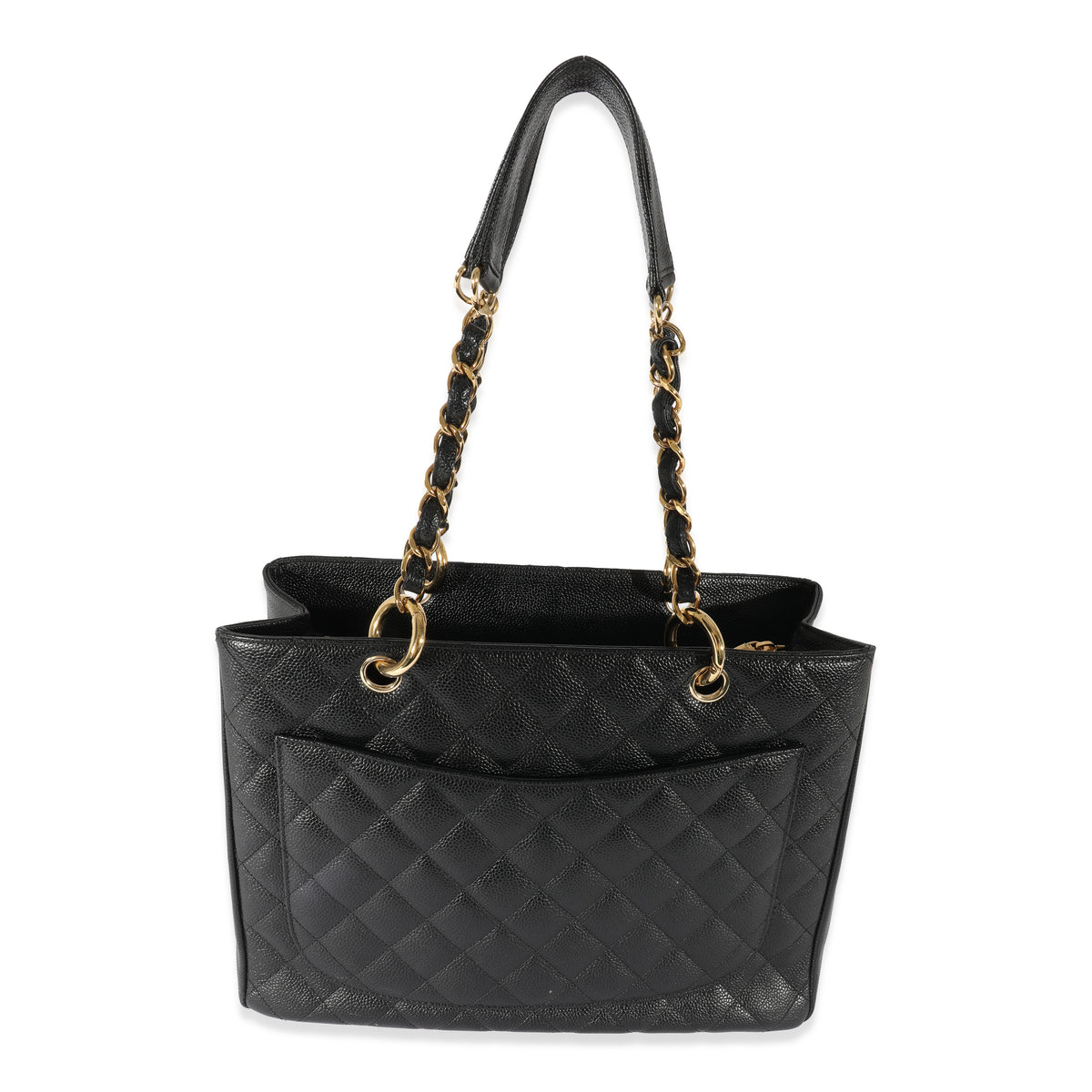 Chanel Grand Shopping Tote Quilted Caviar Silver-tone Black - US