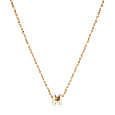 Hermès Pop H Mini Pendant Blanc Yellow Gold Plated