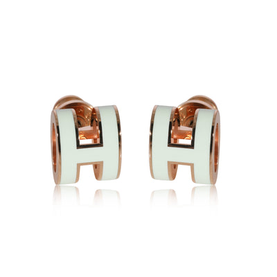 Hermes Pop H Mini Earring, Blanc Rose Gold Plated