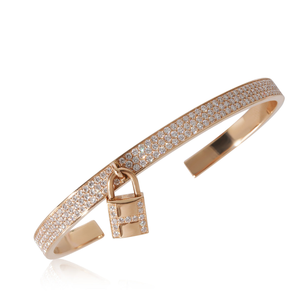 Hermes Kelly Cadenas Diamond Bracelet Small Model in 18K Rose Gold 2.49 CTW, myGemma