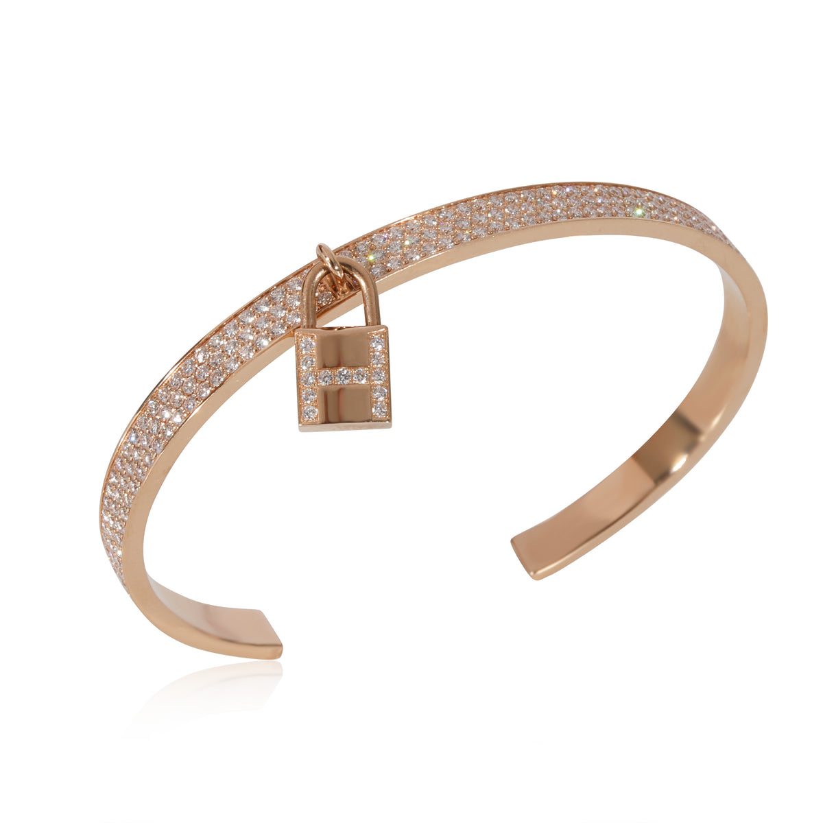 Hermes Kelly Cadenas Diamond Bracelet Small Model in 18K Rose Gold 2.49 CTW