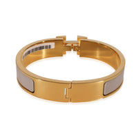 Hermès Clic H  Marron Glacé Yellow Gold Plated Bracelet