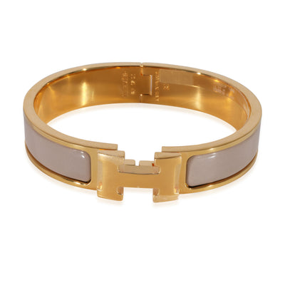 Hermès Clic H  Marron Glacé Yellow Gold Plated Bracelet