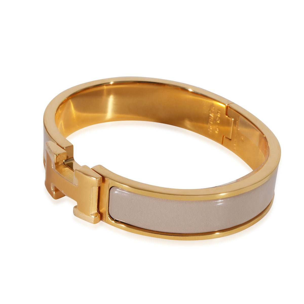 Hermès Clic H  Marron Glacé Yellow Gold Plated Bracelet