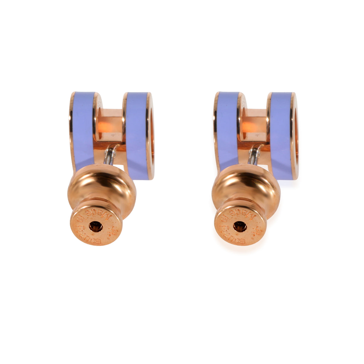 Hermes Pop H Mini Rose Gold Plated Earring, Purple