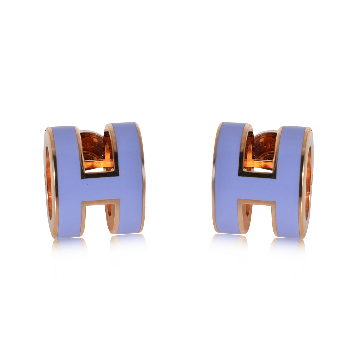 Hermes Pop H Mini Rose Gold Plated Earring, Purple