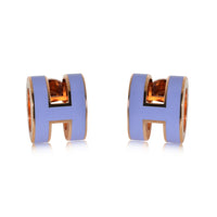 Hermes Pop H Mini Rose Gold Plated Earring, Purple