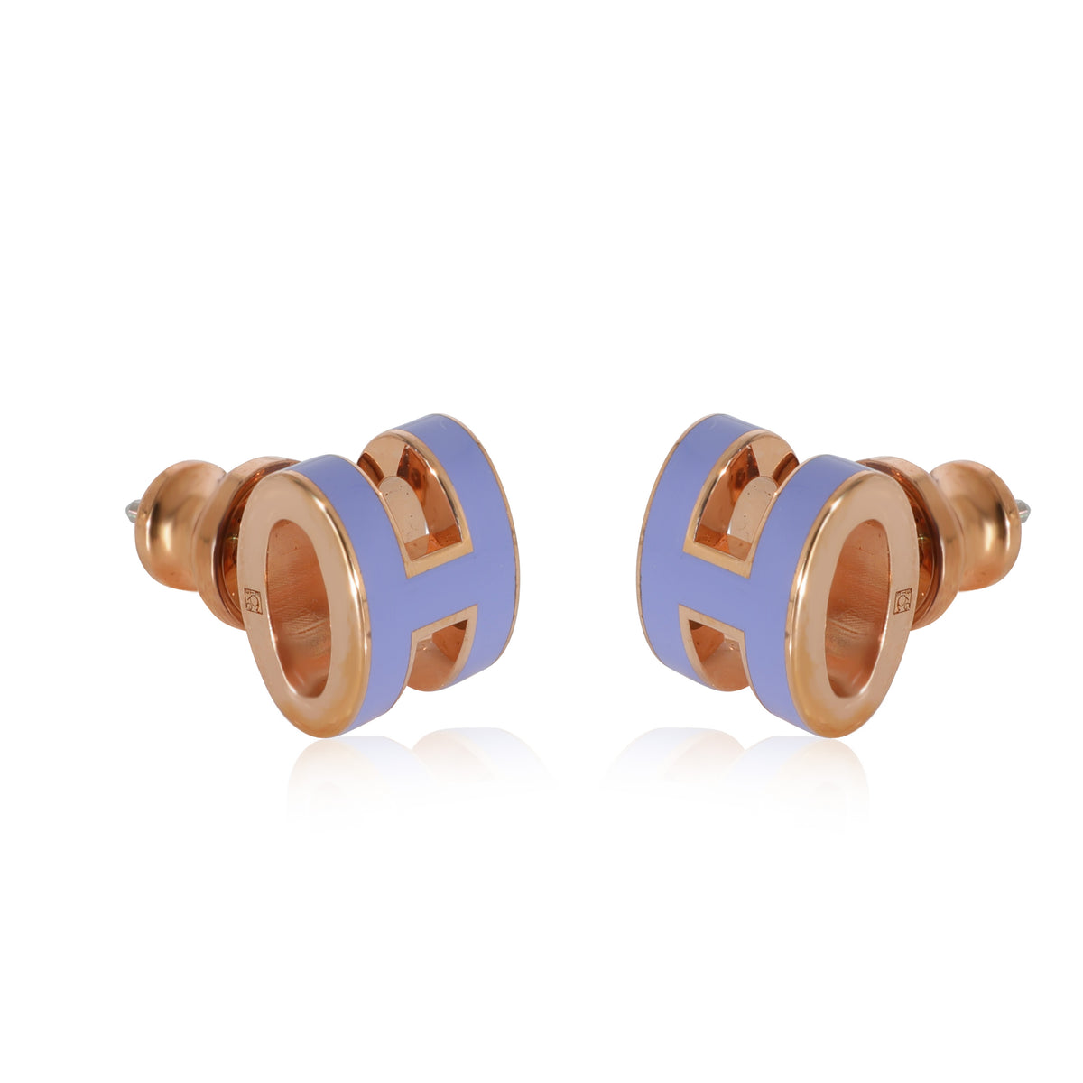 Hermes Pop H Mini Rose Gold Plated Earring, Purple