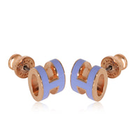 Hermes Pop H Mini Rose Gold Plated Earring, Purple