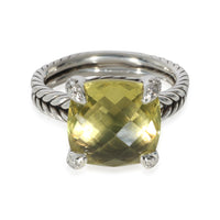 David Yurman Chatelaine Prasiolite Diamond Ring in Sterling Silver 0.05 CTW