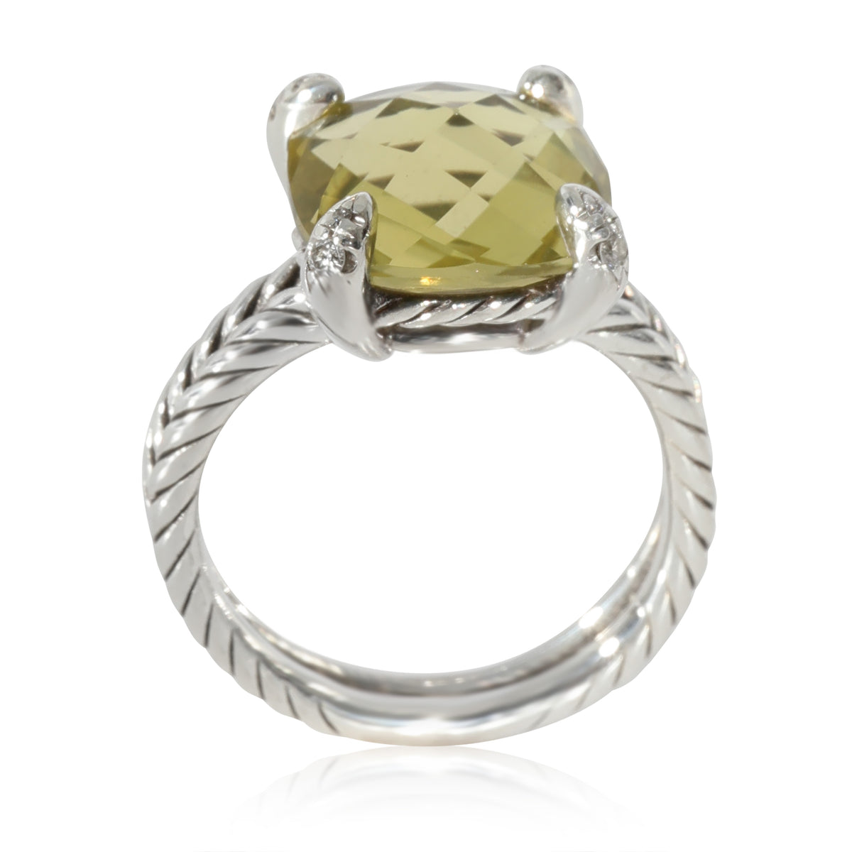 David Yurman Chatelaine Prasiolite Diamond Ring in Sterling Silver 0.05 CTW