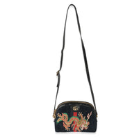 Gucci Black Embroidered Suede Ophidia Dome Bag