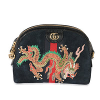 Gucci Black Embroidered Suede Ophidia Dome Bag